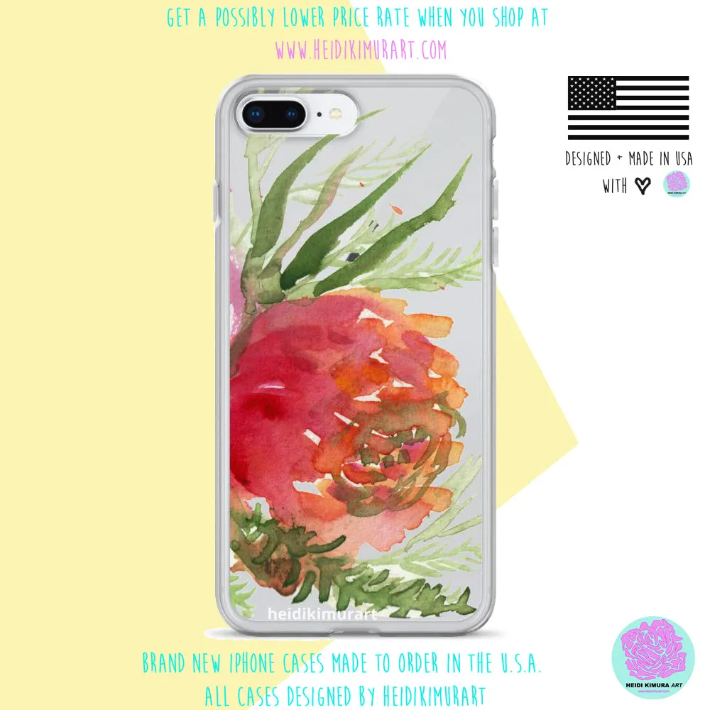 Orange Red Rose Phone Case, iPhone X | XS | XR | XS Max | 8 | 8  | 7| 7  Phone Case-Printed in USA/EU