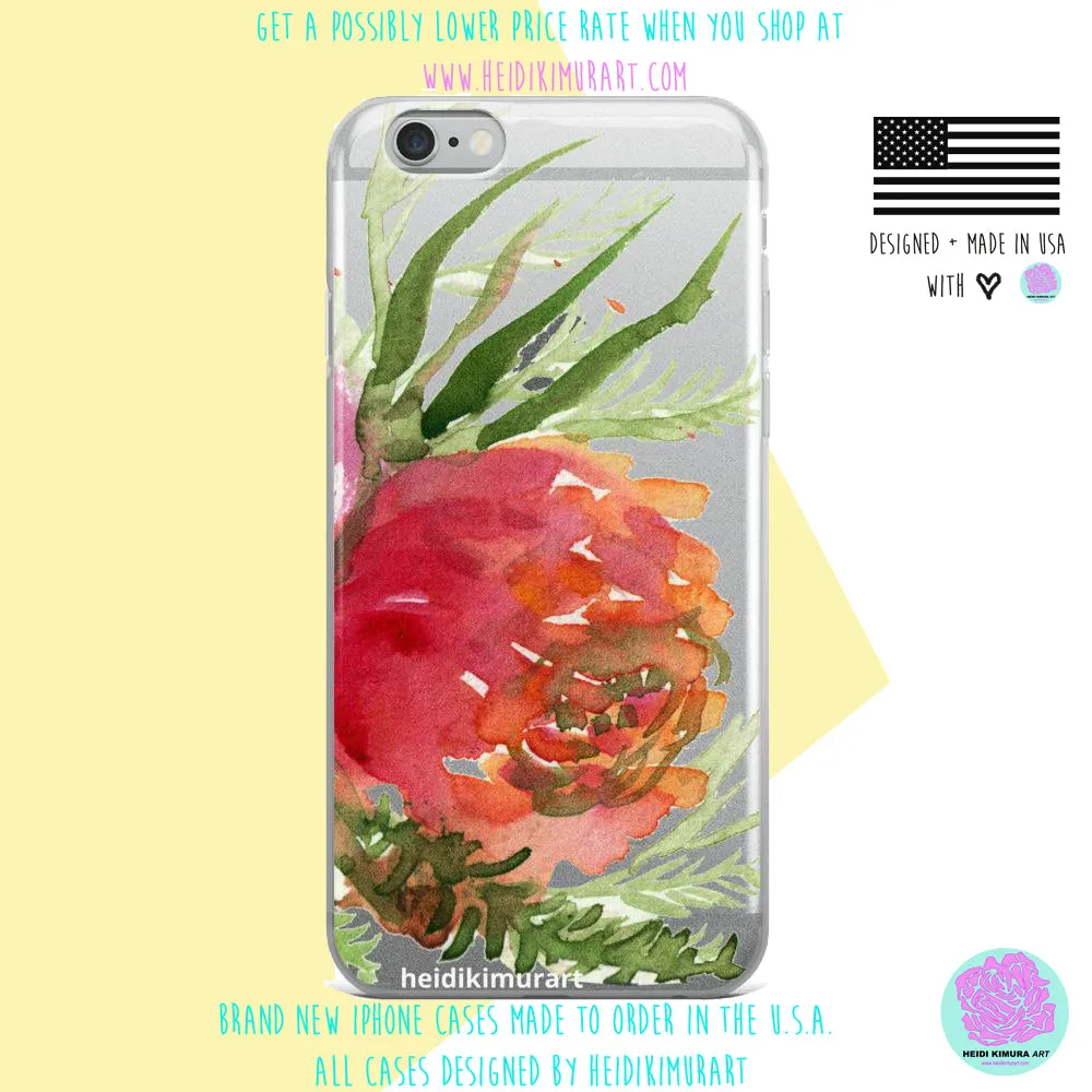 Orange Red Rose Phone Case, iPhone X | XS | XR | XS Max | 8 | 8  | 7| 7  Phone Case-Printed in USA/EU