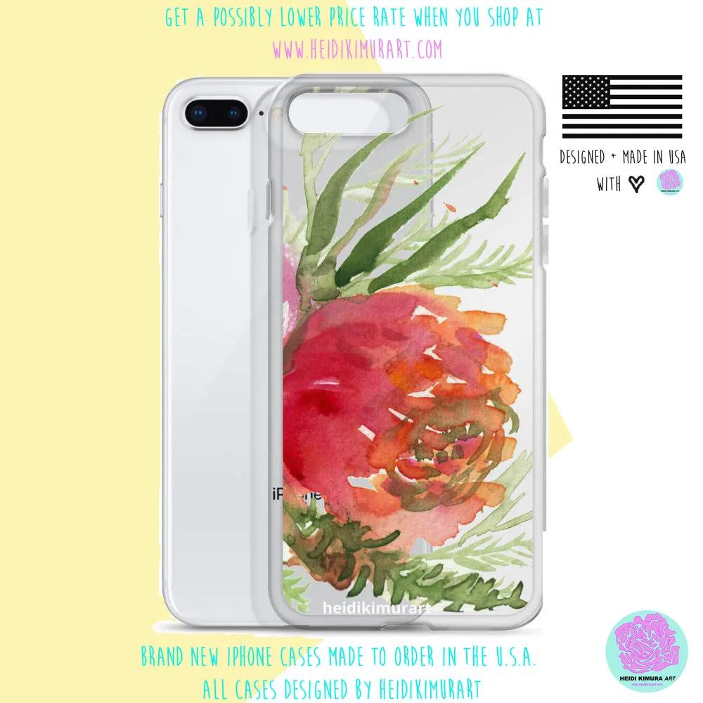 Orange Red Rose Phone Case, iPhone X | XS | XR | XS Max | 8 | 8  | 7| 7  Phone Case-Printed in USA/EU