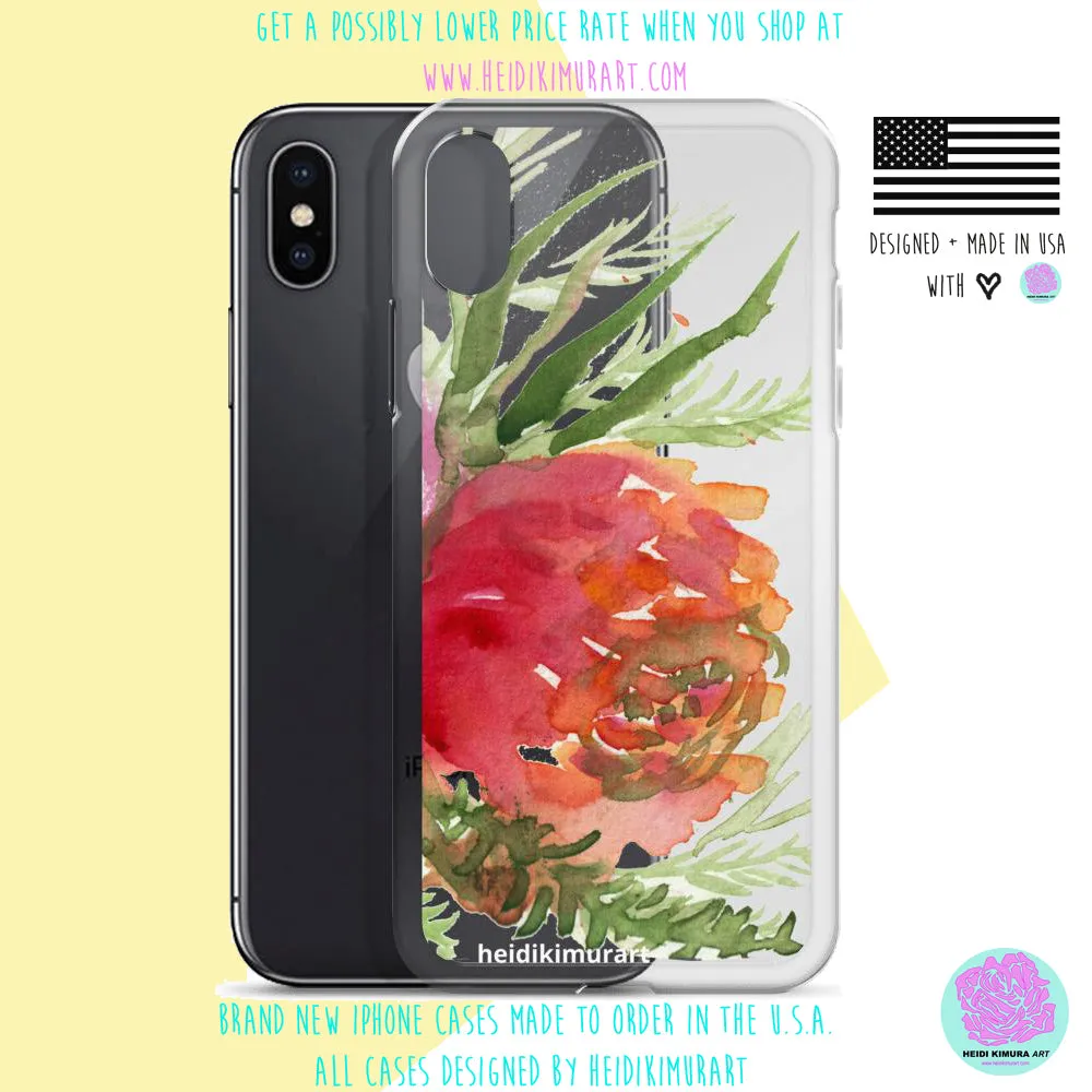 Orange Red Rose Phone Case, iPhone X | XS | XR | XS Max | 8 | 8  | 7| 7  Phone Case-Printed in USA/EU