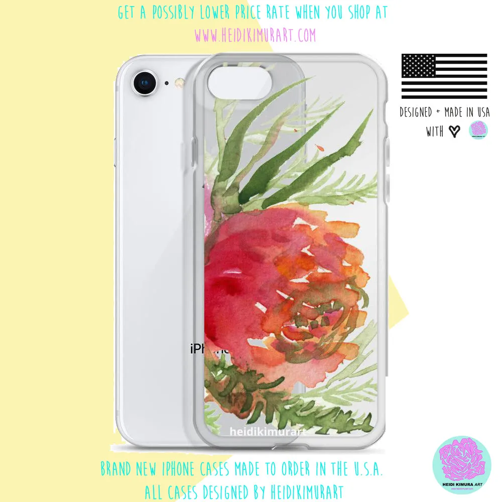 Orange Red Rose Phone Case, iPhone X | XS | XR | XS Max | 8 | 8  | 7| 7  Phone Case-Printed in USA/EU