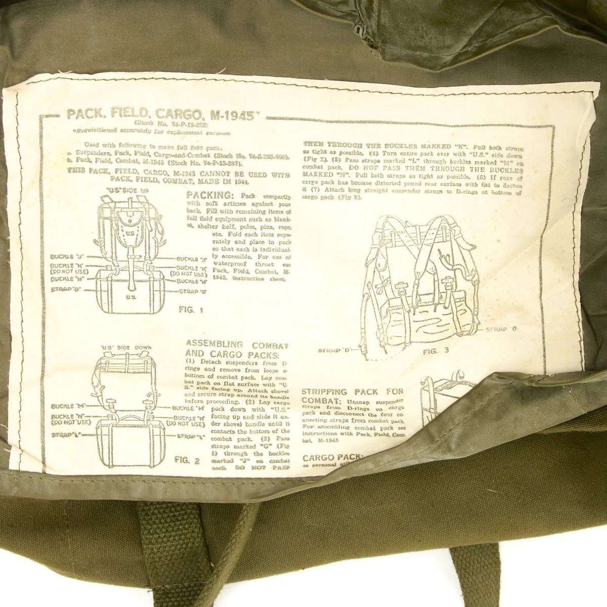 Original U.S. WWII M-1945 Cargo Field Pack - Lower Bag