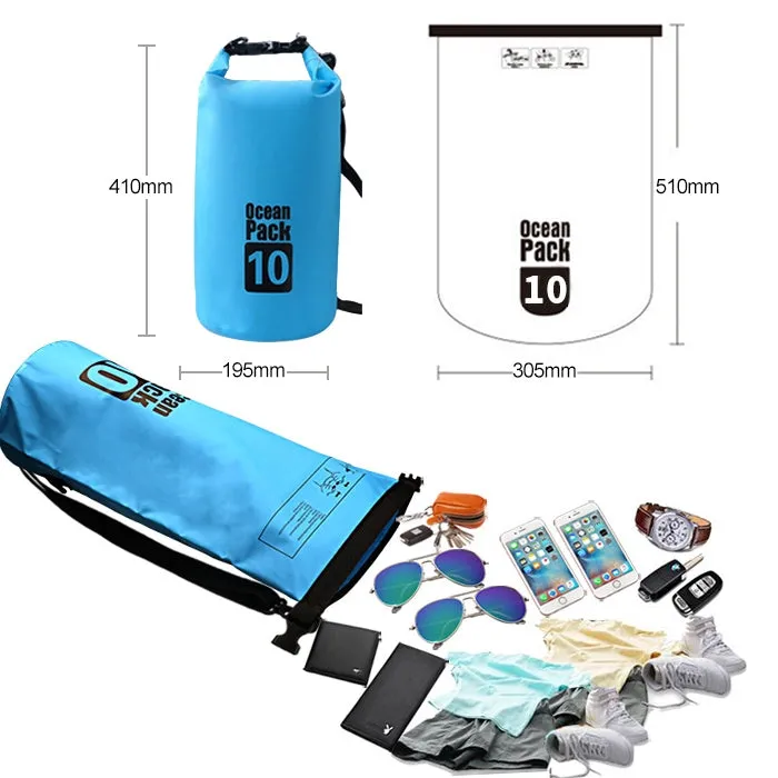 Outdoor Waterproof Single Shoulder Bag Dry Sack PVC Barrel Bag, Capacity: 10L (Orange)