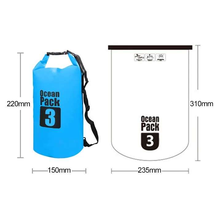 Outdoor Waterproof Single Shoulder Bag Dry Sack PVC Barrel Bag, Capacity: 3L (Green)