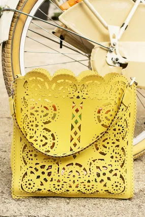 Paris Lace Tote in Yellow