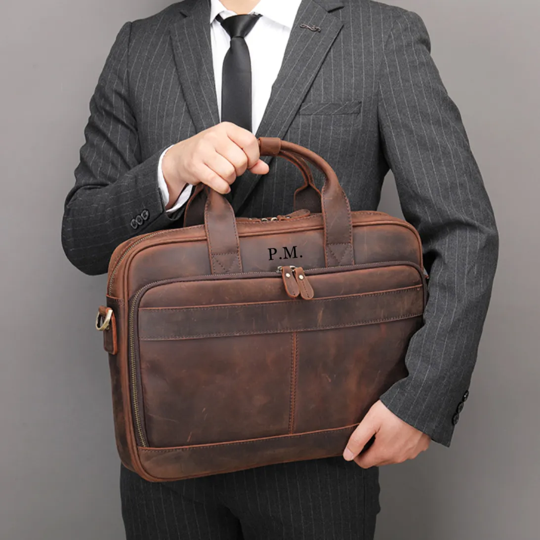 Personalized Leather Messenger Bag, Leather Portfolio, Folder Personalized Gift, Leather Briefcase