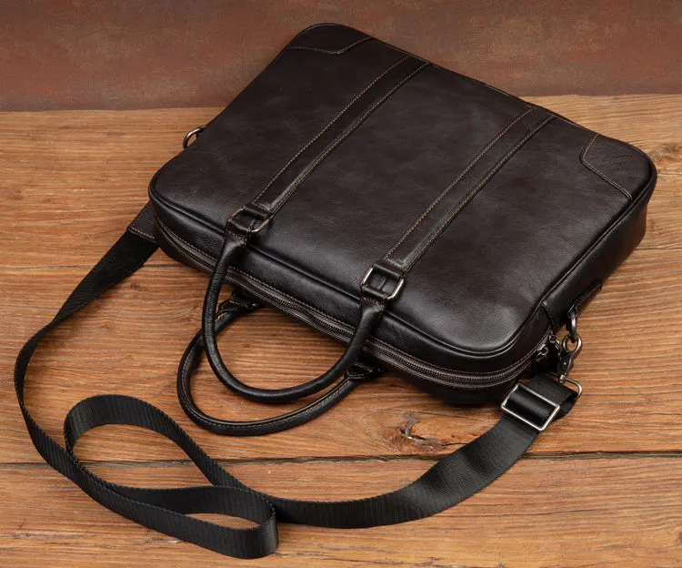 Personalized Leather Messenger Bag Men's Leather Briefcase Crossbody Laptop Bag