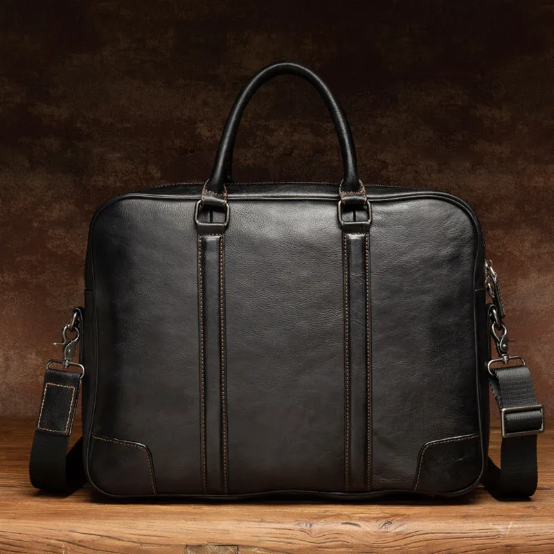Personalized Leather Messenger Bag Men's Leather Briefcase Crossbody Laptop Bag