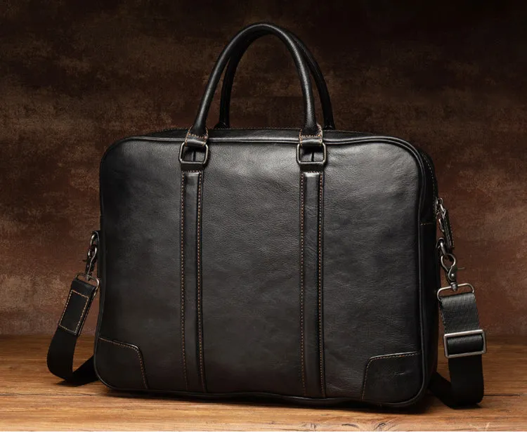Personalized Leather Messenger Bag Men's Leather Briefcase Crossbody Laptop Bag