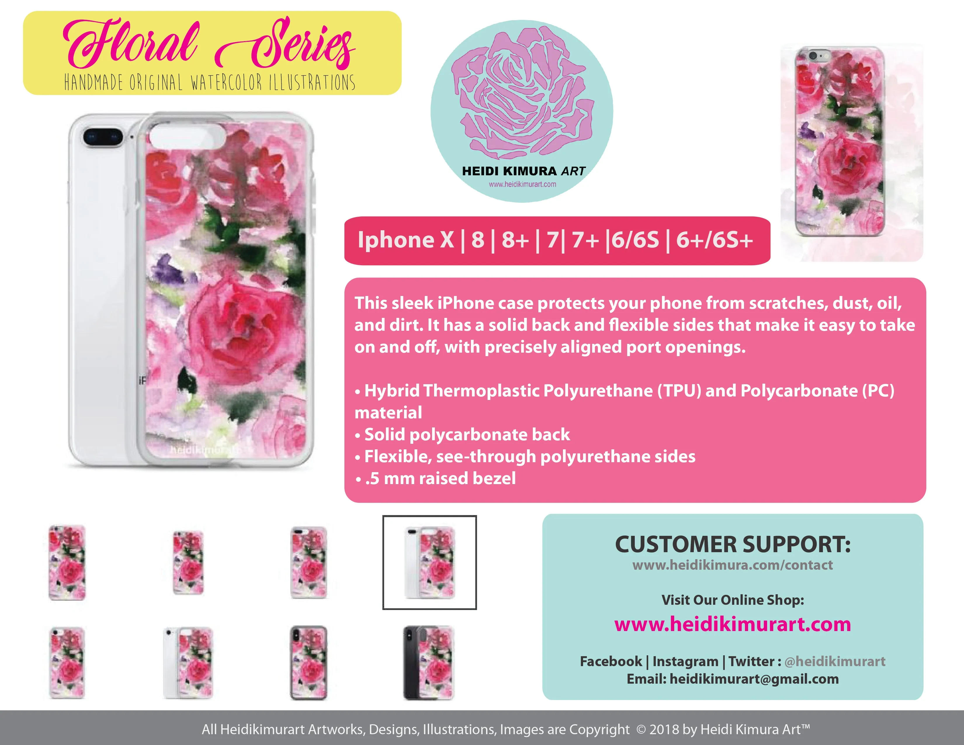 Pink French Rose Phone Case, iPhone X | XS | XR | XS Max | 8 | 8  | 7| 7  Phone Case-Printed in USA/EU