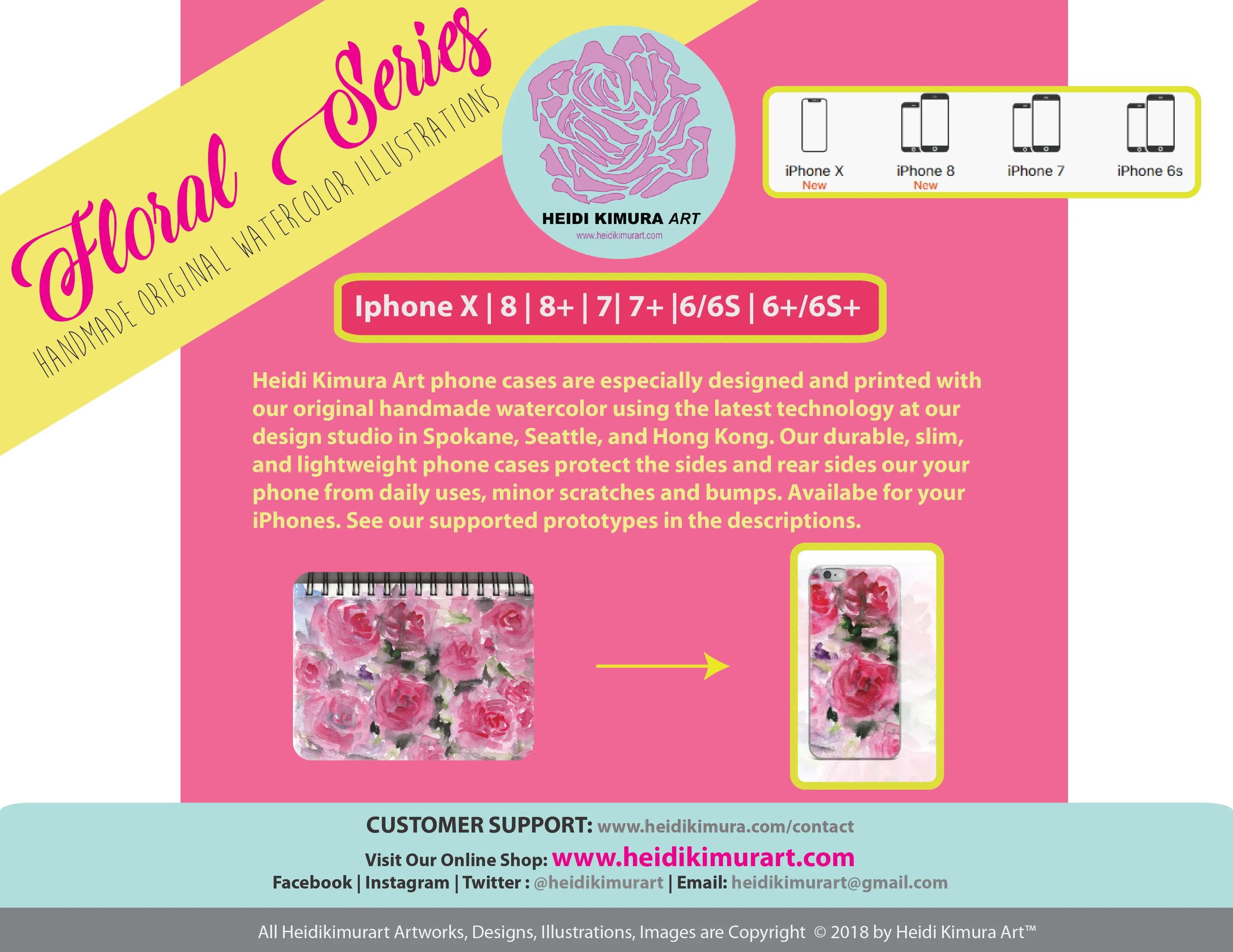 Pink French Rose Phone Case, iPhone X | XS | XR | XS Max | 8 | 8  | 7| 7  Phone Case-Printed in USA/EU