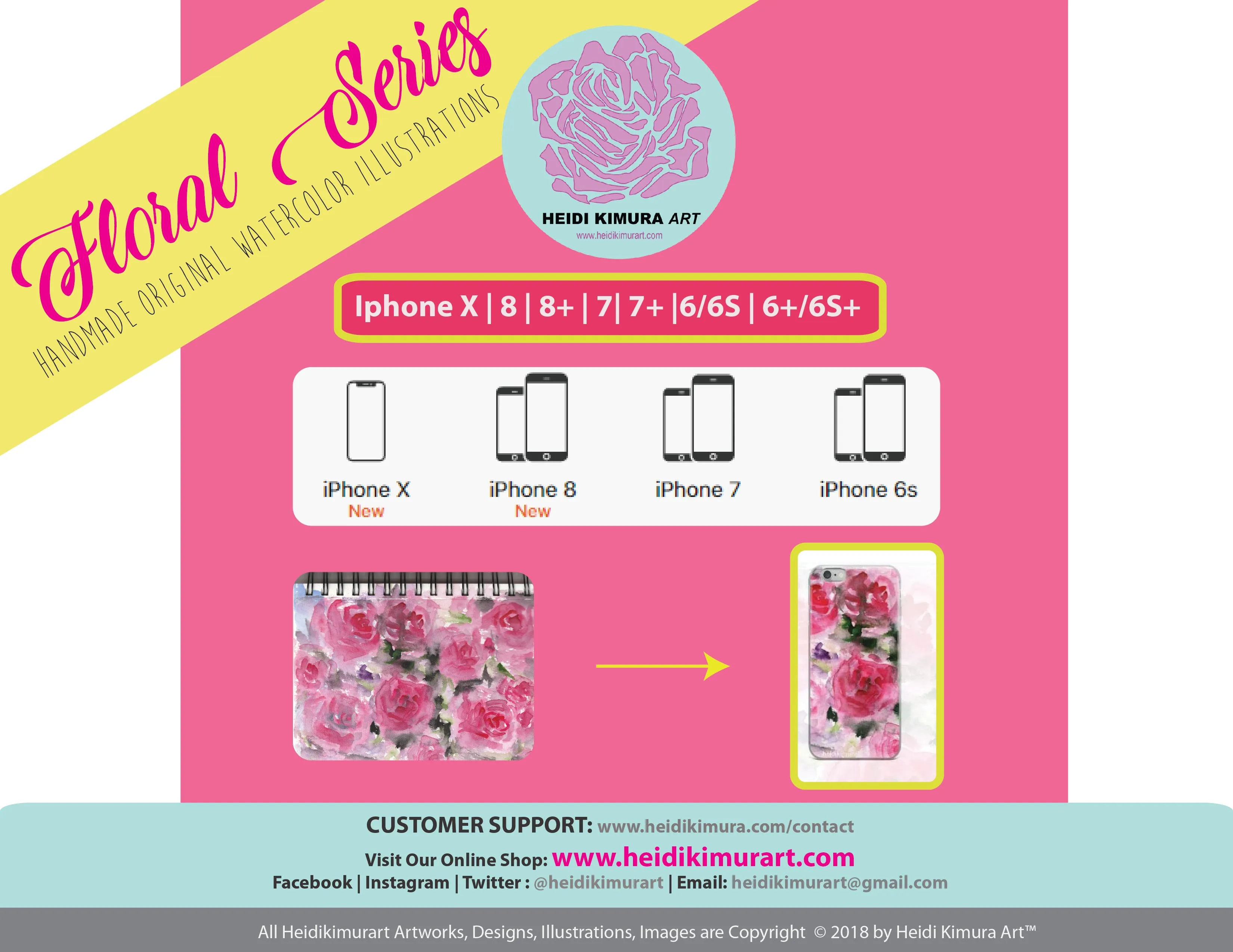 Pink French Rose Phone Case, iPhone X | XS | XR | XS Max | 8 | 8  | 7| 7  Phone Case-Printed in USA/EU