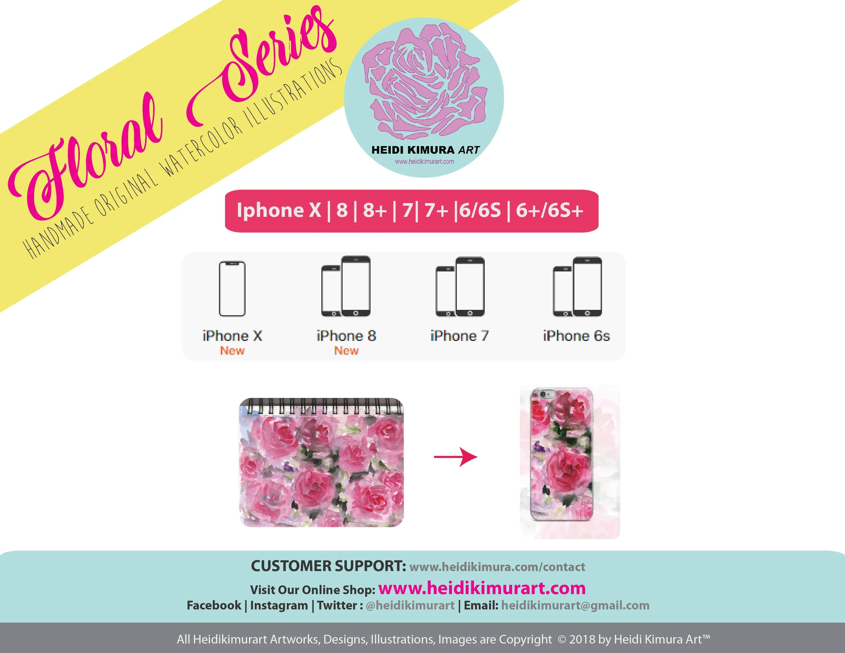 Pink Rose Floral Phone Case, iPhone X | XS | XR | XS Max | 8 | 8  | 7| 7  Phone Case-Printed in USA/EU