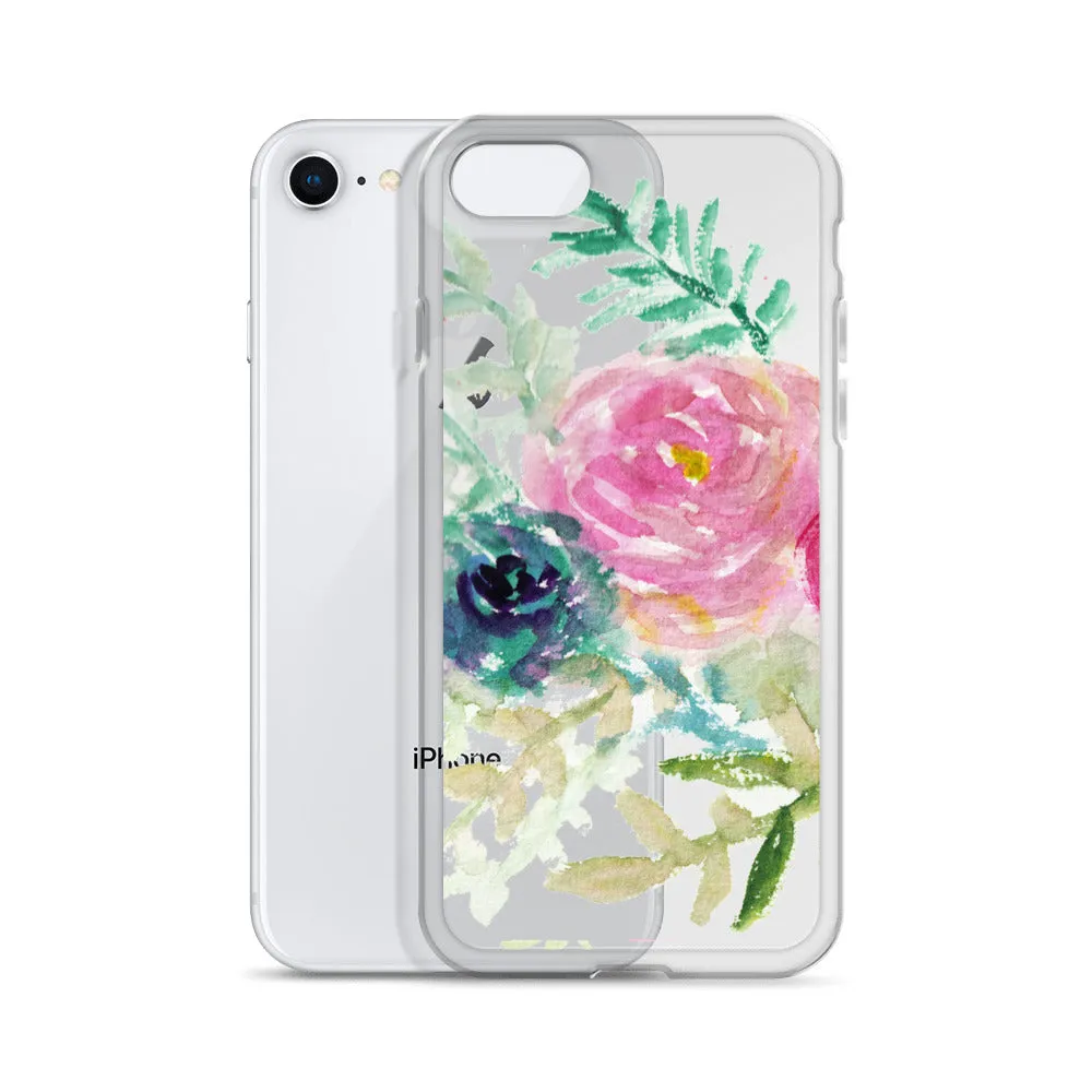 Pink Rose Floral Phone Case, iPhone X | XS | XR | XS Max | 8 | 8  | 7| 7  Phone Case-Printed in USA/EU