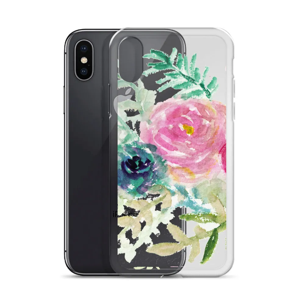 Pink Rose Floral Phone Case, iPhone X | XS | XR | XS Max | 8 | 8  | 7| 7  Phone Case-Printed in USA/EU