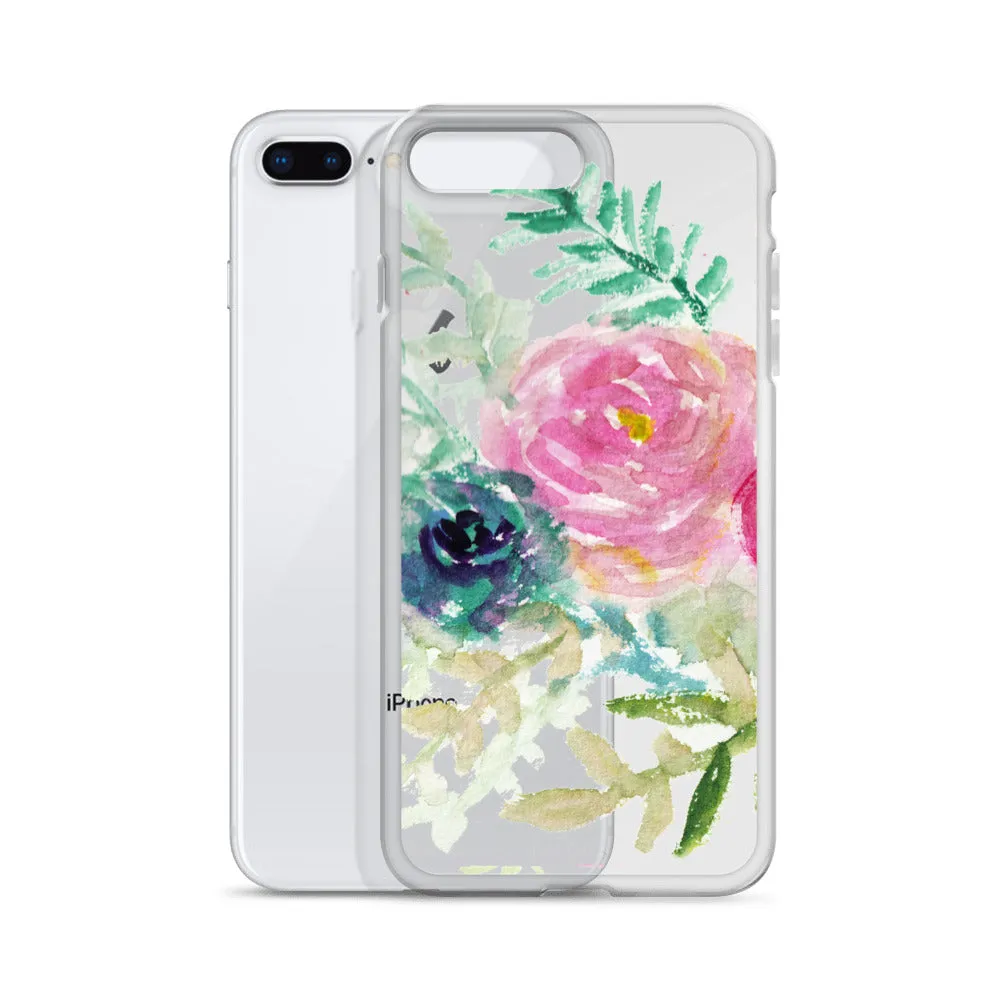 Pink Rose Floral Phone Case, iPhone X | XS | XR | XS Max | 8 | 8  | 7| 7  Phone Case-Printed in USA/EU