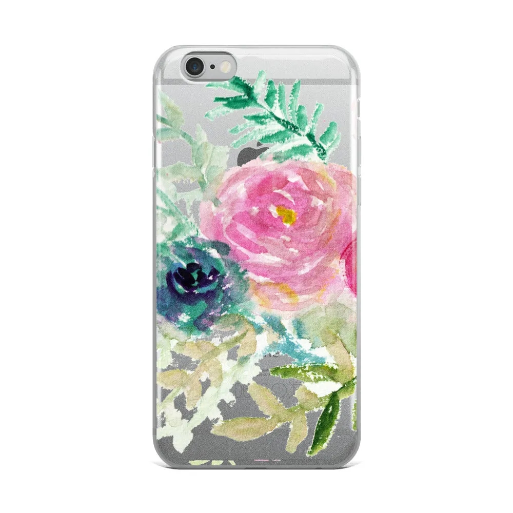 Pink Rose Floral Phone Case, iPhone X | XS | XR | XS Max | 8 | 8  | 7| 7  Phone Case-Printed in USA/EU