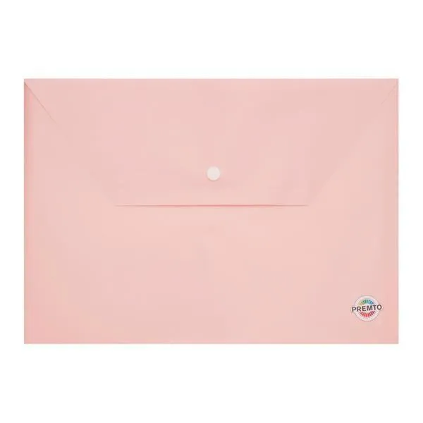 Premto Pastel A4 Button Wallet - Pink Sherbet