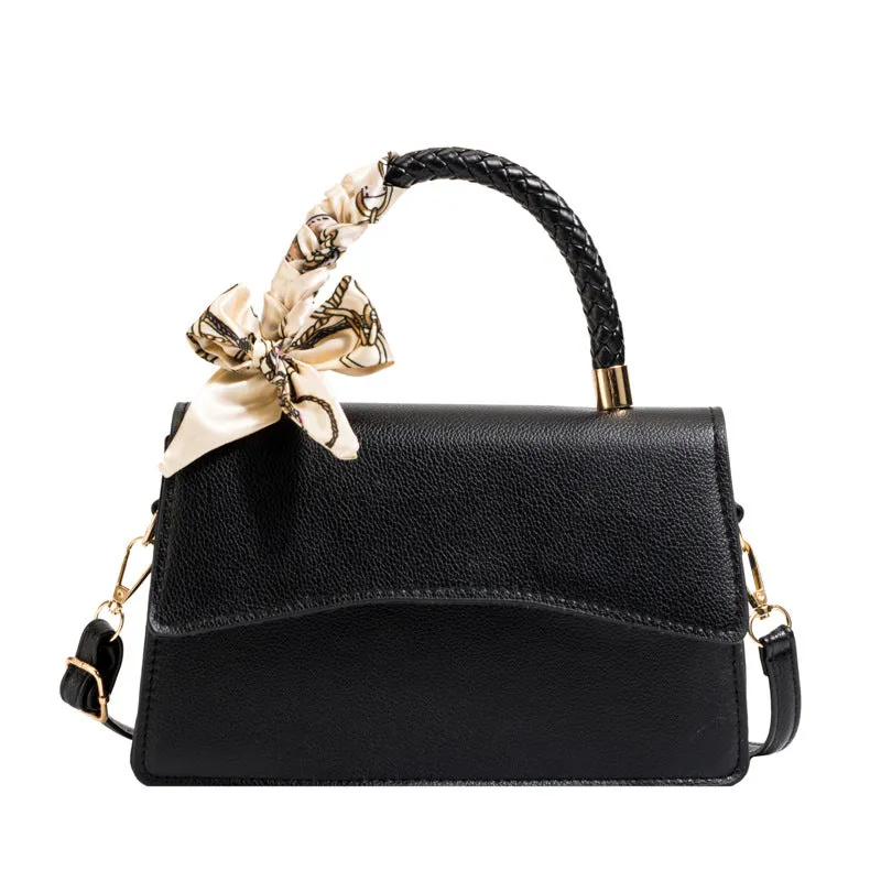 Pure Color Silk Scarf Elegant Handbag