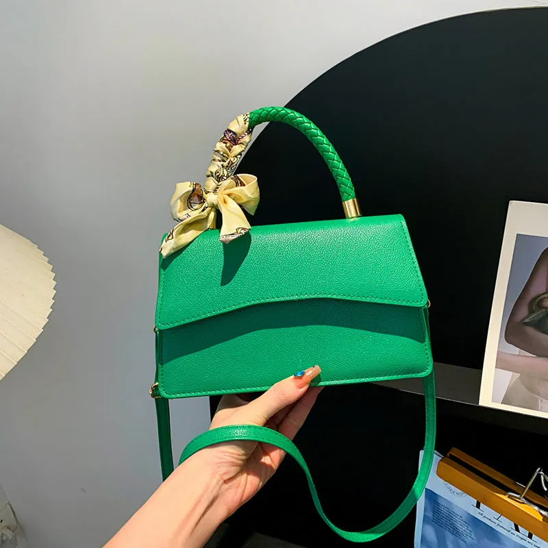Pure Color Silk Scarf Elegant Handbag