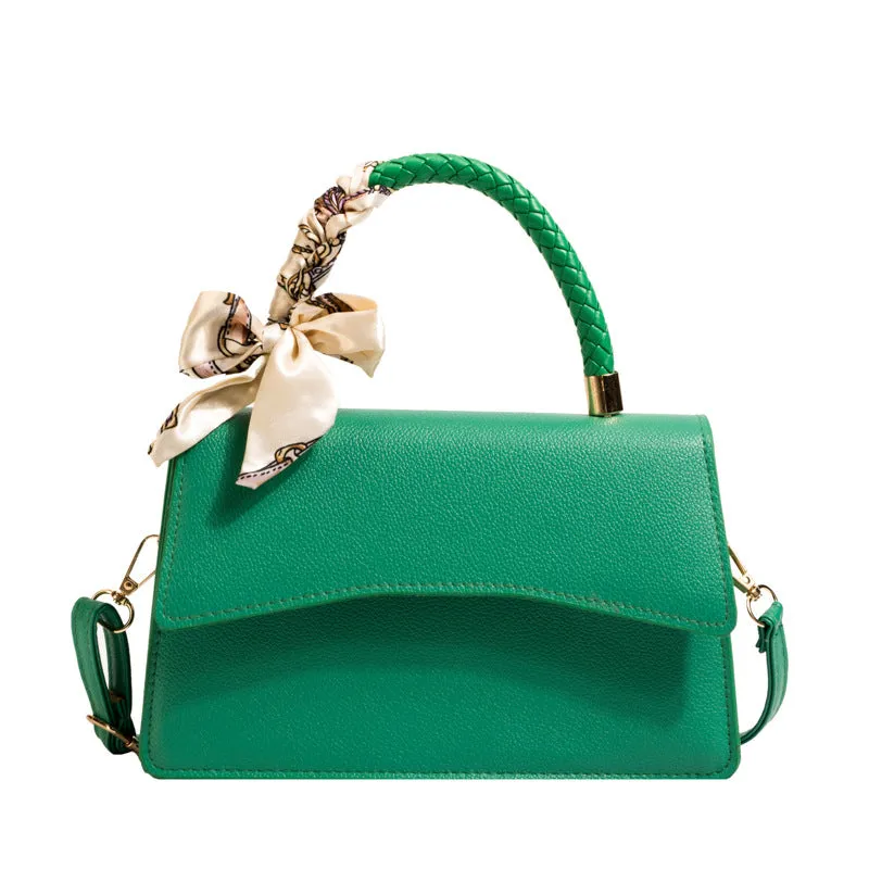 Pure Color Silk Scarf Elegant Handbag