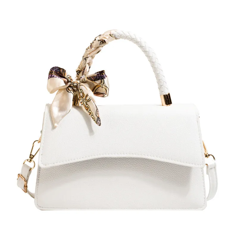Pure Color Silk Scarf Elegant Handbag