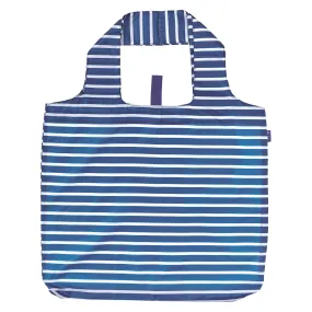 Reusable Shopping Bag - 19x24" Pocket Tote, Blue & White Stripe Design