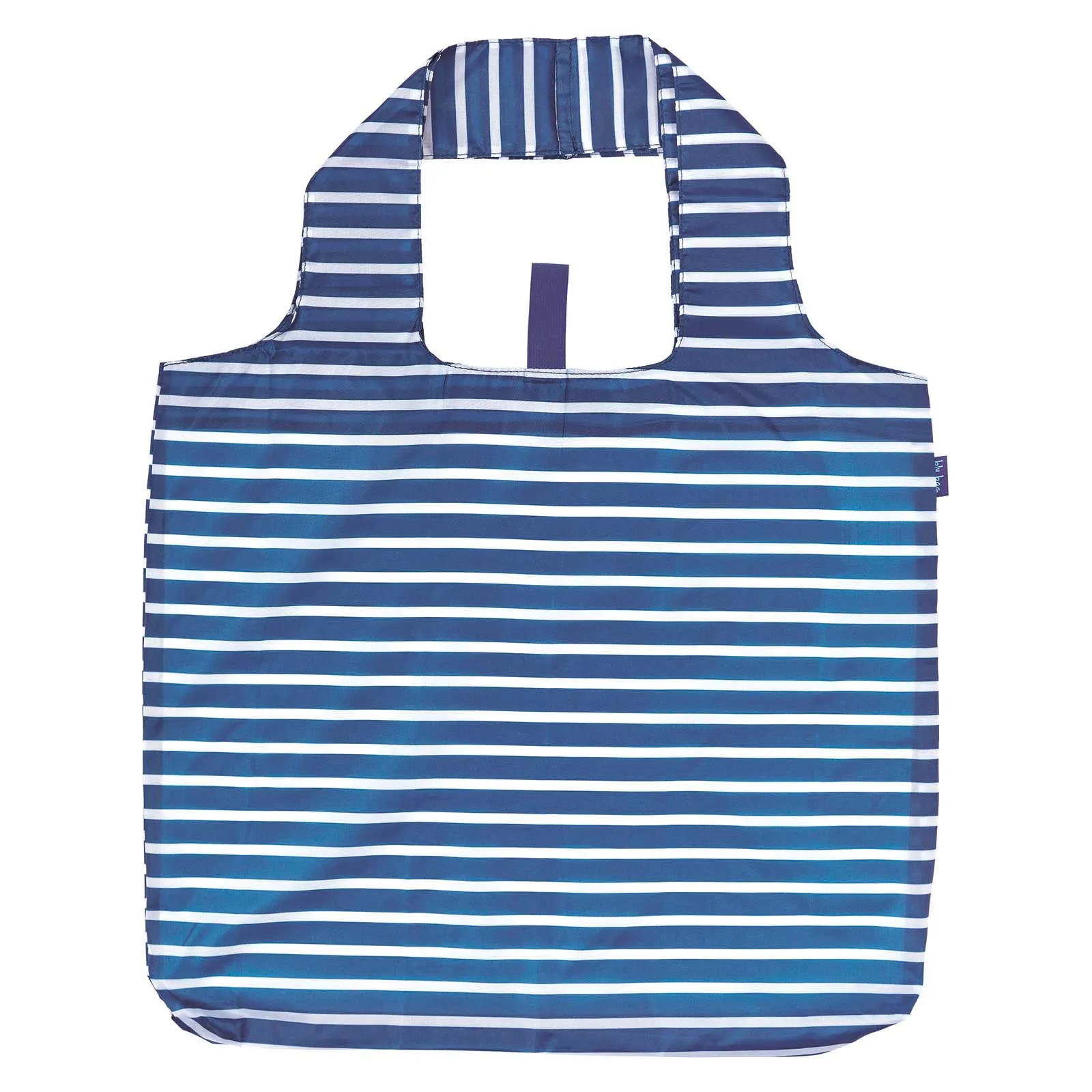Reusable Shopping Bag - 19x24" Pocket Tote, Blue & White Stripe Design