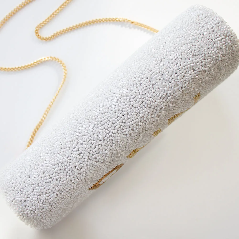 Rose Gold Personalized Hand Beaded Clutch (FOG)