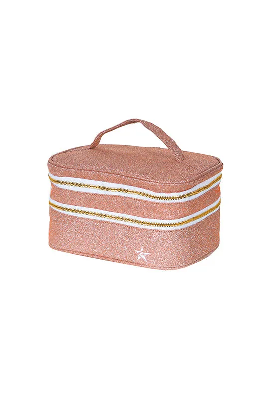 Rose Gold Rebel Glam & Go Travel Case with White Zipper