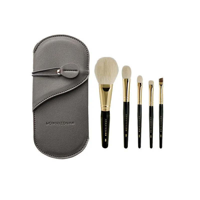 Rownyeon Portable Wool Makeup Brush 5-in-Set Black RY001