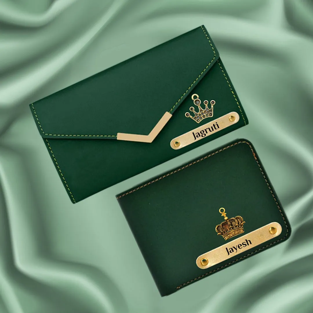 Royal Personalized Couple Wallet Set - Green