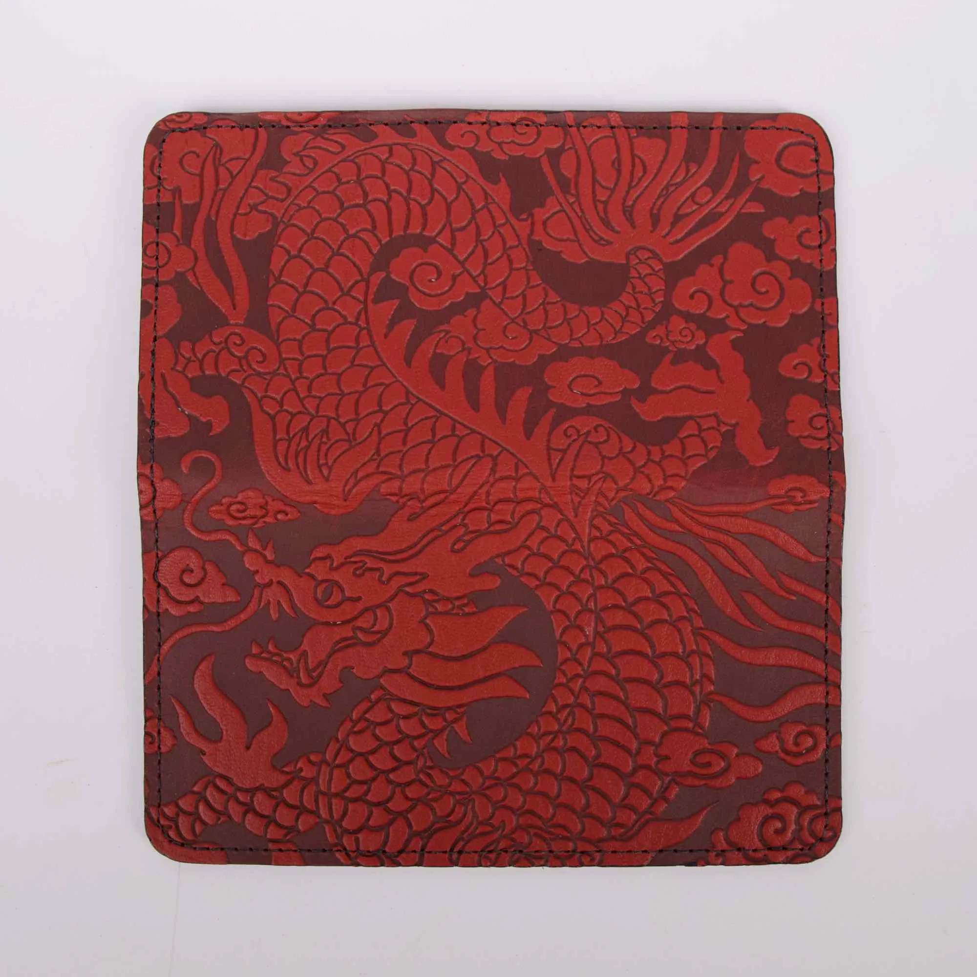 SECOND, Small Leather Smartphone Wallet Case, Cloud Dragon in Red