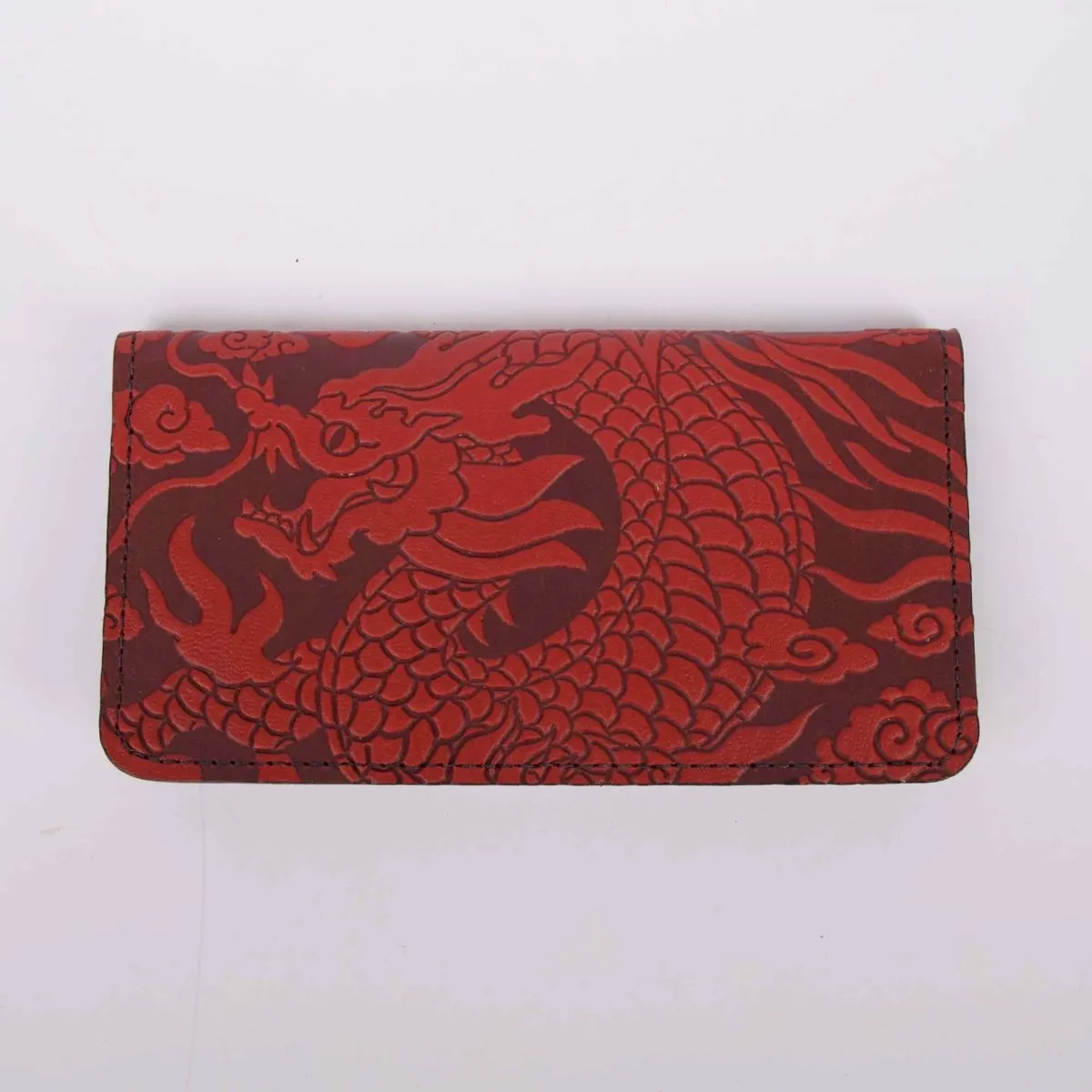 SECOND, Small Leather Smartphone Wallet Case, Cloud Dragon in Red