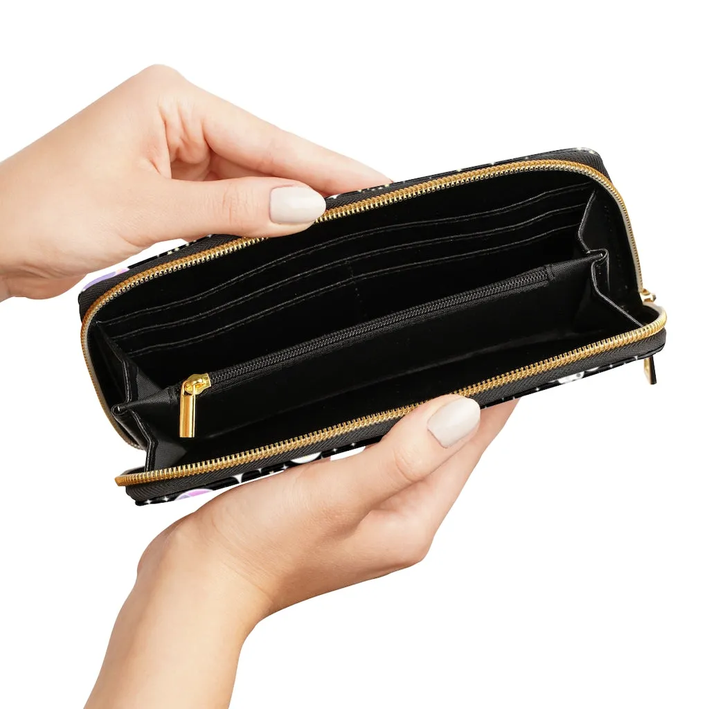 Shooting Star Clouds Black Zipper Wallet