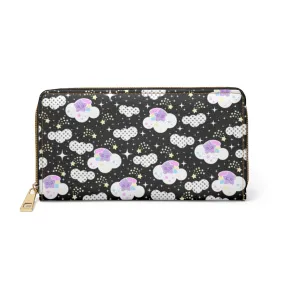 Shooting Star Clouds Black Zipper Wallet