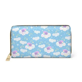 Shooting Star Clouds Blue Zipper Wallet