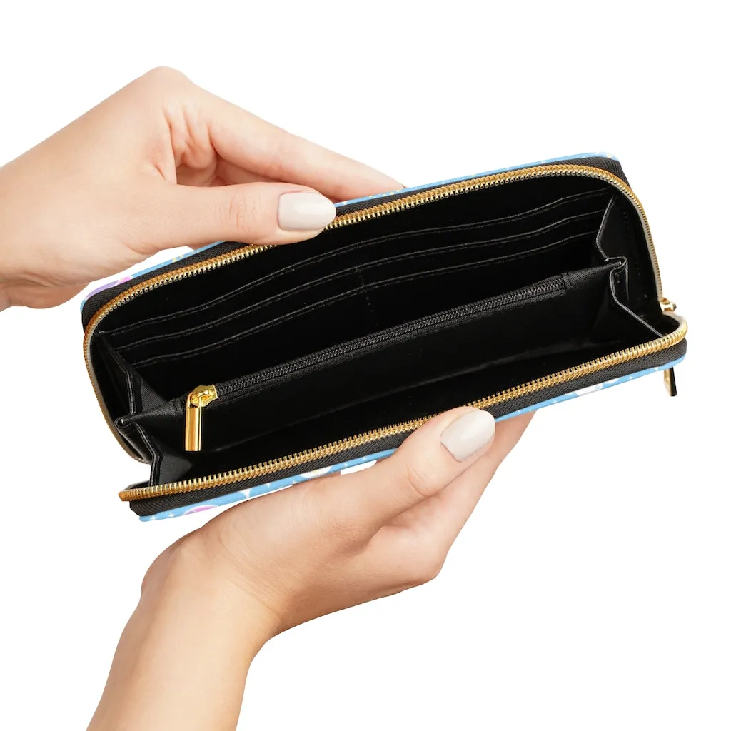 Shooting Star Clouds Blue Zipper Wallet