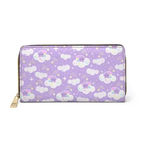 Shooting Star Clouds Purple Zipper Wallet
