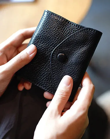 Slim Womens Brown Leather Billfold Wallet Small Wallet with Coin Pocket Envelope Wallet for Ladies