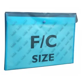 Solo Document Bag With Button Closure L/Scape Transparent Blue F/C Size CH 118