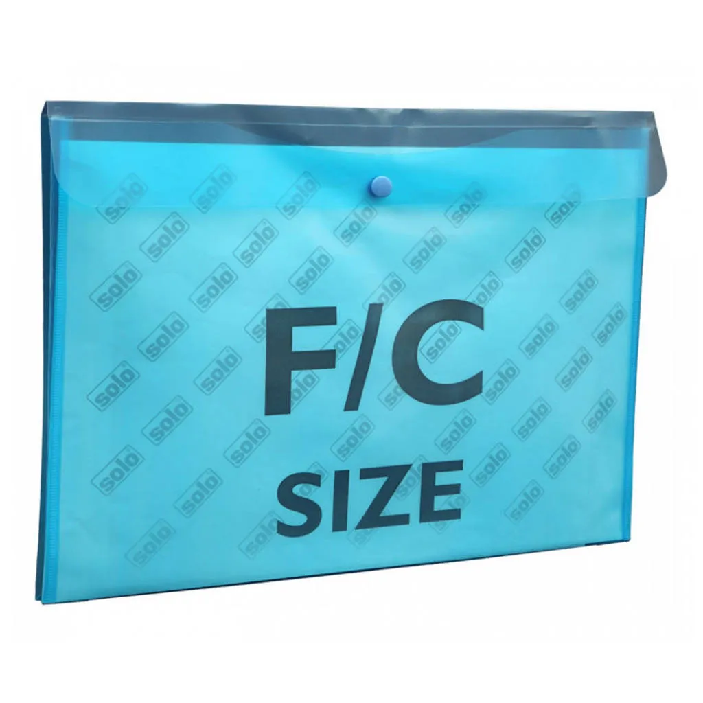 Solo Document Bag With Button Closure L/Scape Transparent Blue F/C Size CH 118