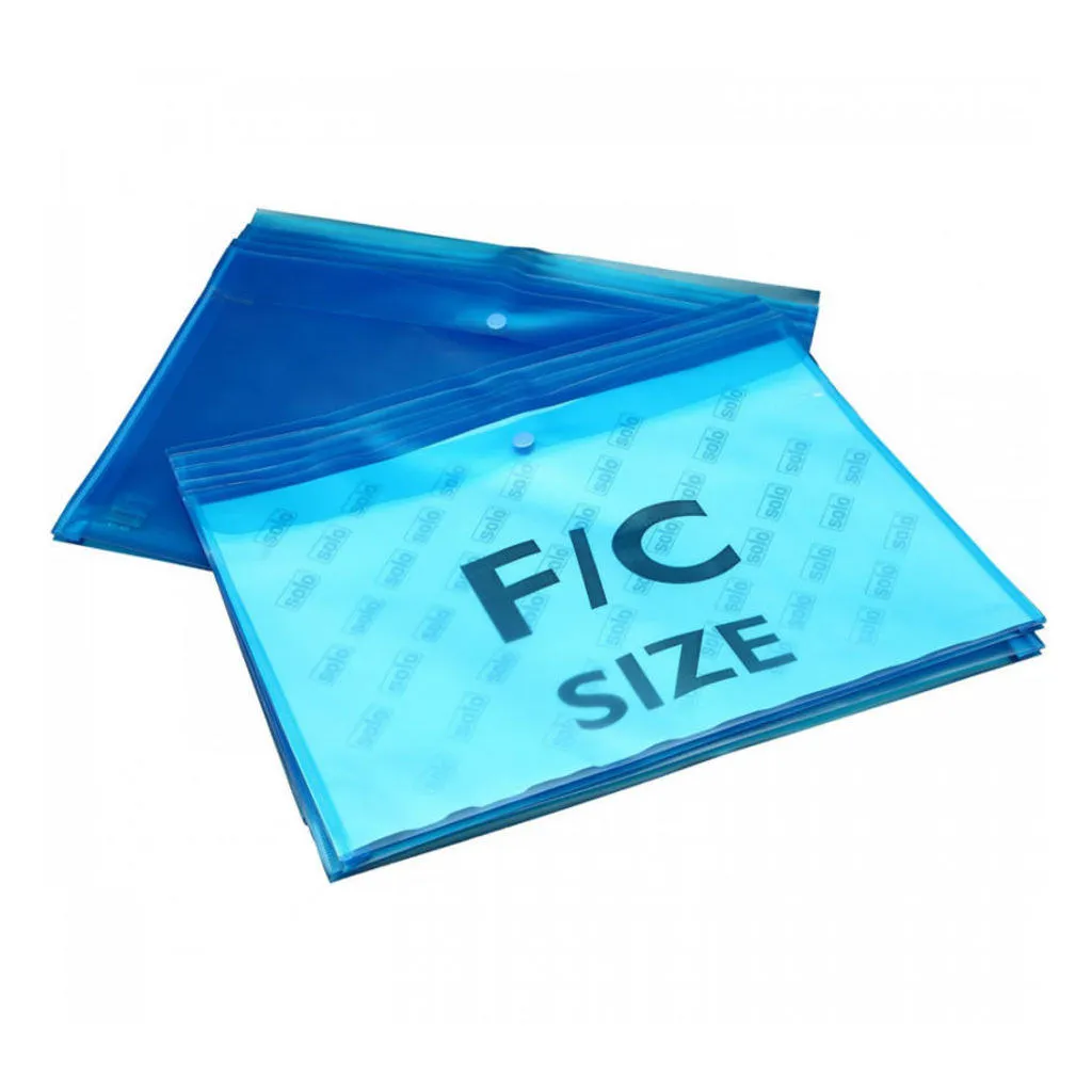 Solo Document Bag With Button Closure L/Scape Transparent Blue F/C Size CH 118