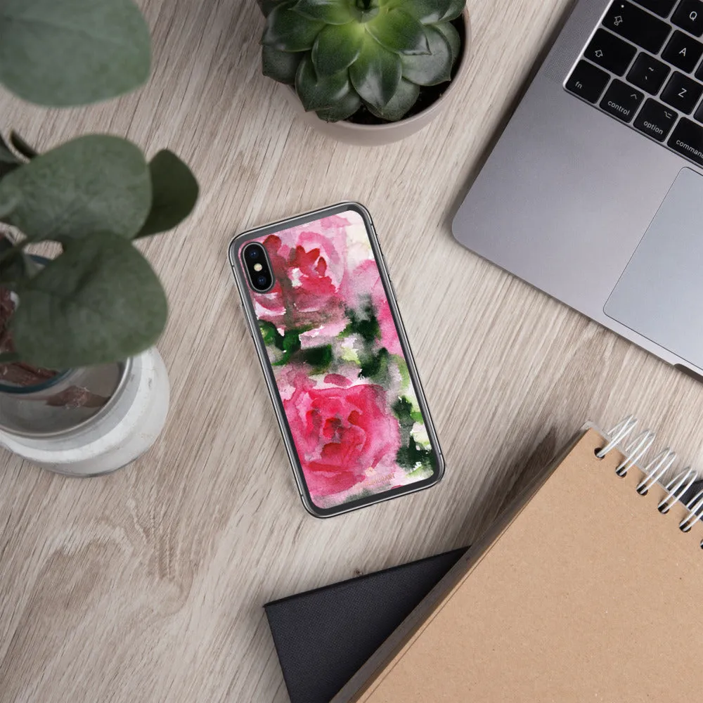 Spring French Pink iPhone Case, Princess Rose Floral Print Girlie Cute Phone Case-Printed in USA/EU