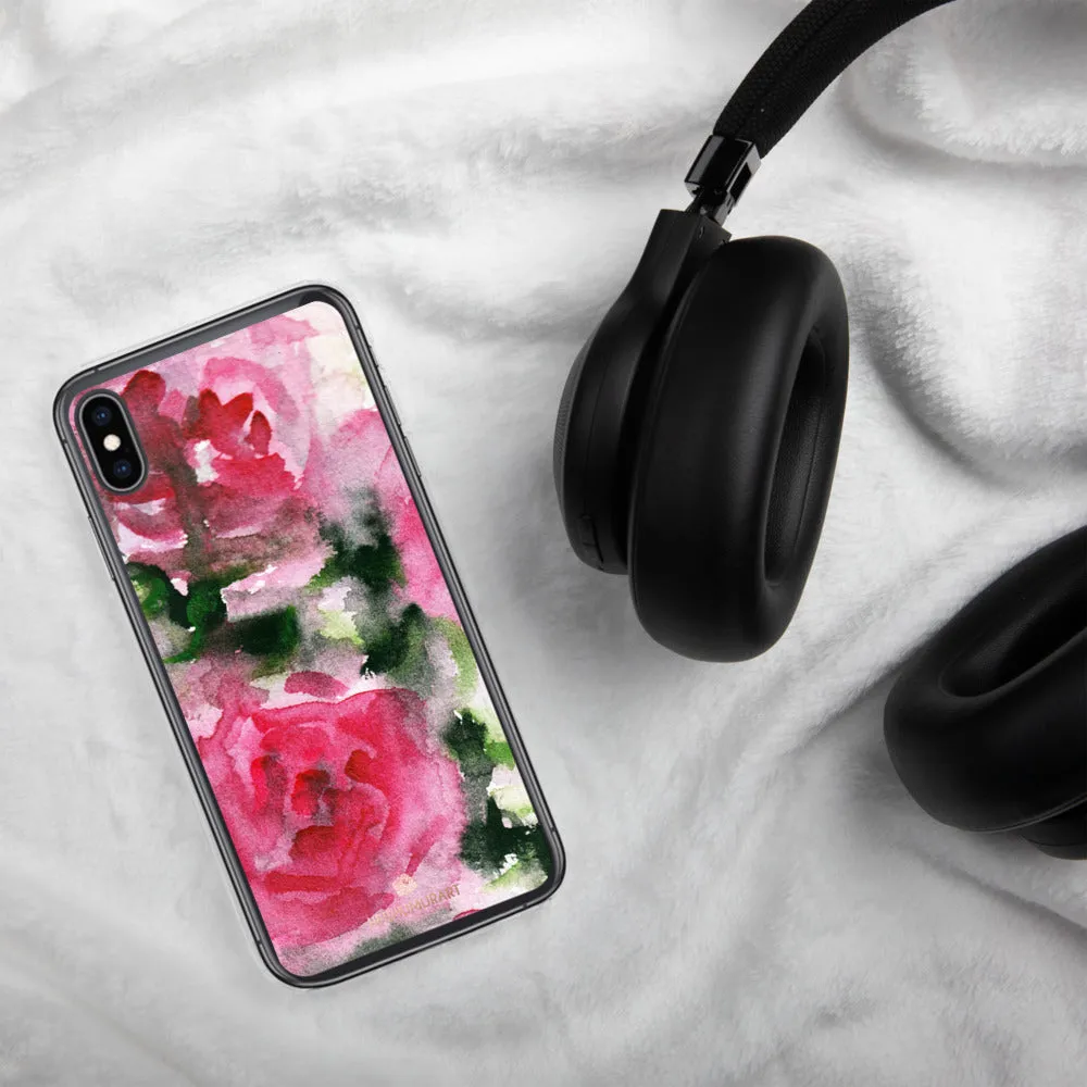 Spring French Pink iPhone Case, Princess Rose Floral Print Girlie Cute Phone Case-Printed in USA/EU