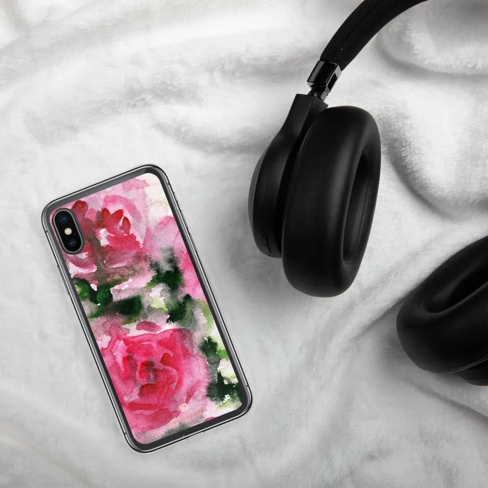 Spring French Pink iPhone Case, Princess Rose Floral Print Girlie Cute Phone Case-Printed in USA/EU