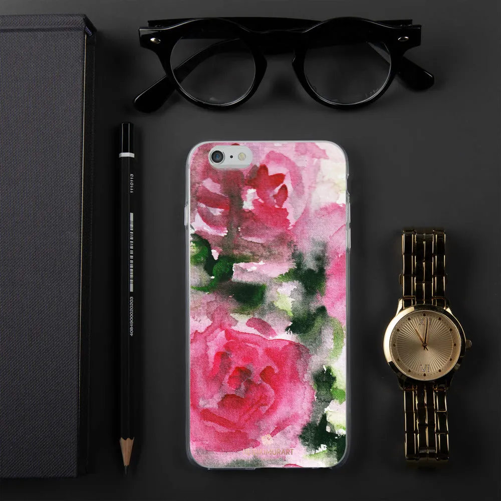 Spring French Pink iPhone Case, Princess Rose Floral Print Girlie Cute Phone Case-Printed in USA/EU