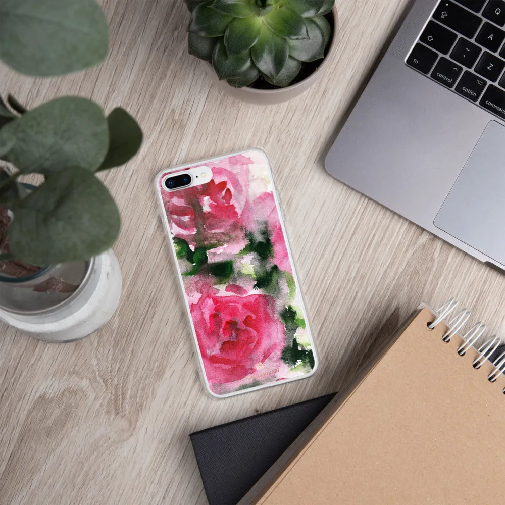 Spring French Pink iPhone Case, Princess Rose Floral Print Girlie Cute Phone Case-Printed in USA/EU