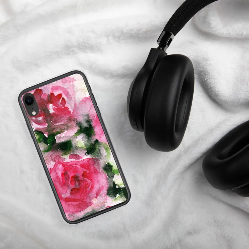 Spring French Pink iPhone Case, Princess Rose Floral Print Girlie Cute Phone Case-Printed in USA/EU