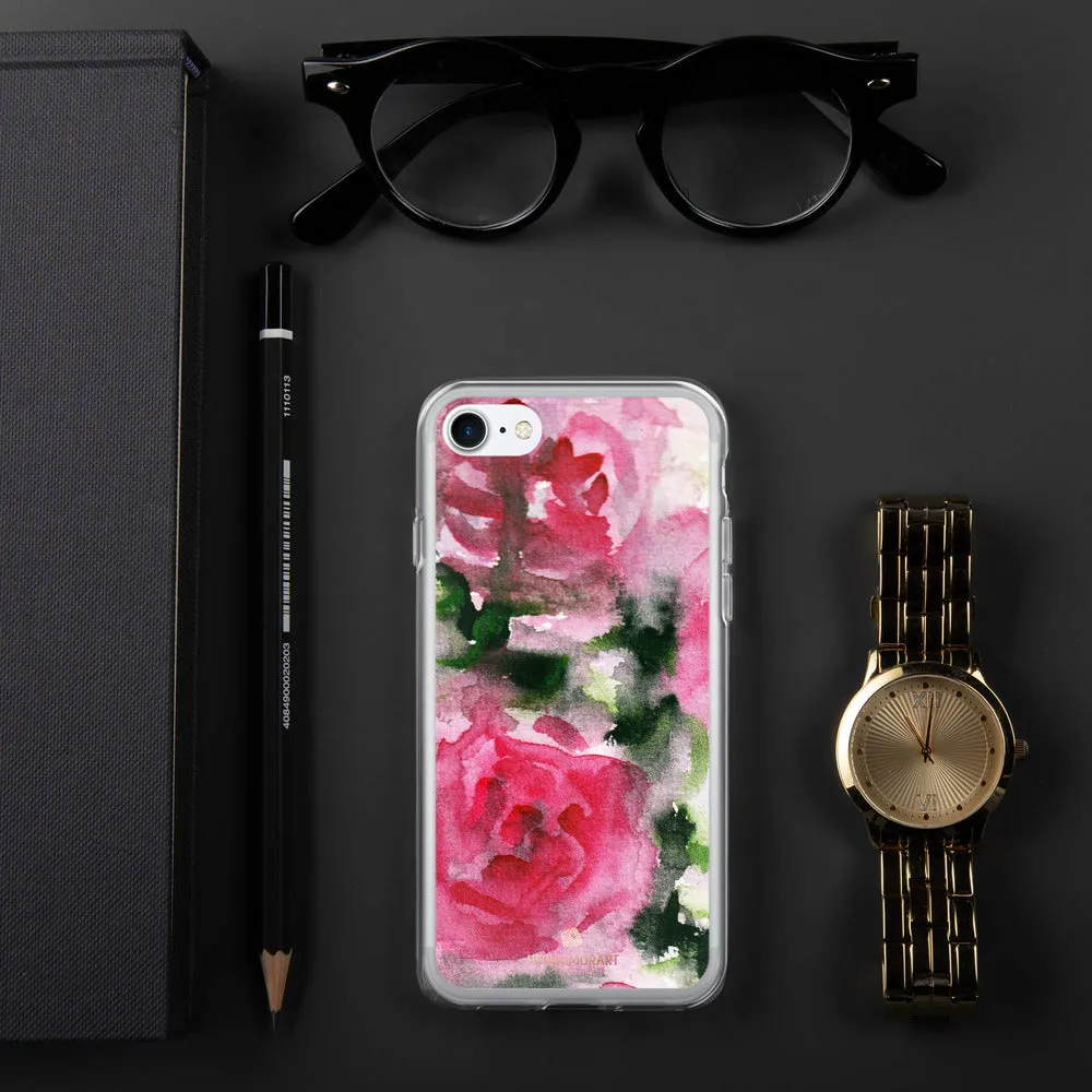 Spring French Pink iPhone Case, Princess Rose Floral Print Girlie Cute Phone Case-Printed in USA/EU
